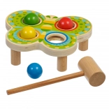 Træbanke-legetøj Sommerfugl med 4 farvede kugler