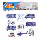 Sæt med politibiler med fly og helikopter