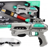 kosmisk sæt med lyssværd, pistol og beskyttelsesbriller