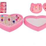 Børne justerbare ringe med perle 12 stk i kasse