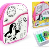 Malertaske Lyserød med Muldvarpen, 30 cm og 8 tuscher