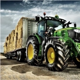 Diamantmaling Traktor med trailer John Deere 30x40cm