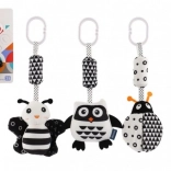 Hængende sort-hvidt plyslegetøj til barnevogn og tremmeseng, 30 cm