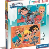 Puslespil DC Super Friends 2x60 brikker fra Clementoni
