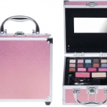 Rosa kosmetik-kuffert mini med makeup-sæt